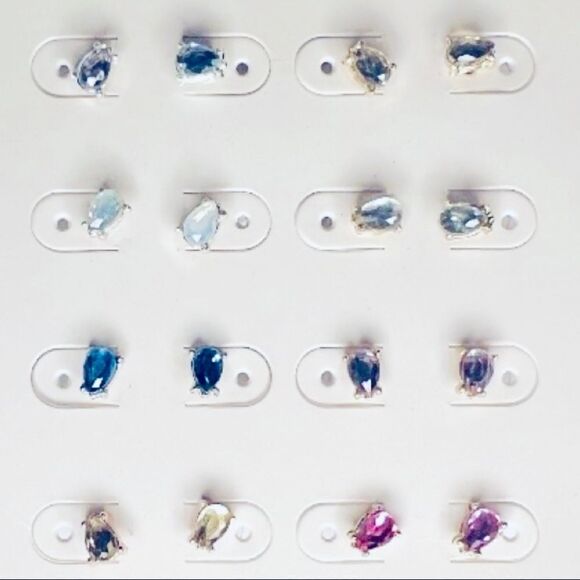 Multi-Color Cubic Zirconia 8 Pair of Stud Earring Set New - Picture 1 of 2